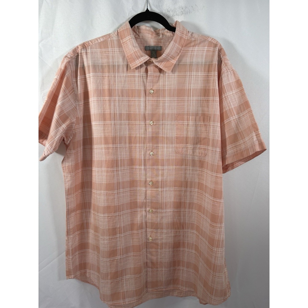 Van Heusen shirt size 2XL peach plaid short sleeve‎ button up